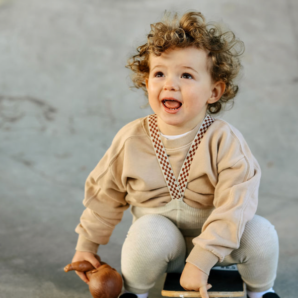 Silly Silas Stockholm Footless Tights with Checkerboard Braces (Cream Check)