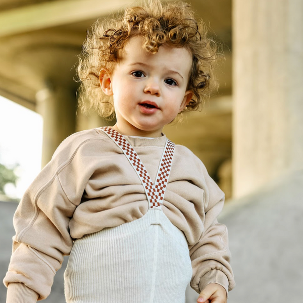 Silly Silas Stockholm Footless Tights with Checkerboard Braces (Cream Check)