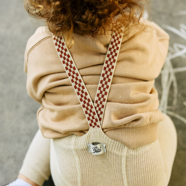 Silly Silas Stockholm Footless Tights with Checkerboard Braces (Cream Check)