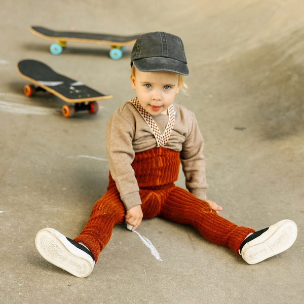 Silly Silas Stockholm Terry Footless Tights with Checkerboard Braces (Cinnamon Check)