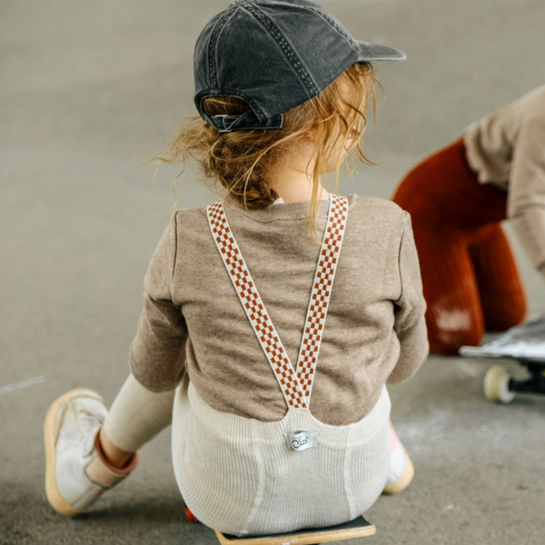 Silly Silas Stockholm Footless Tights with Checkerboard Braces (Cream Check)