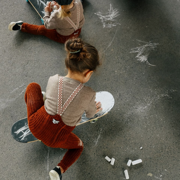 Silly Silas Stockholm Terry Footless Tights with Checkerboard Braces (Cinnamon Check)