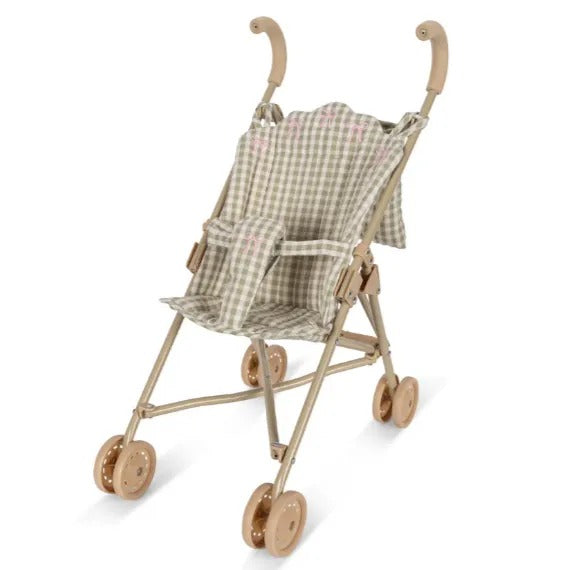 Bow Tea Checked Cotton Bow Quilted Dolls Stroller