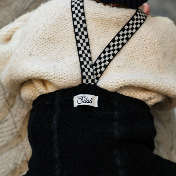 Silly Silas Stockholm Teddy Warmy Footless Tights with Braces (Black Check)