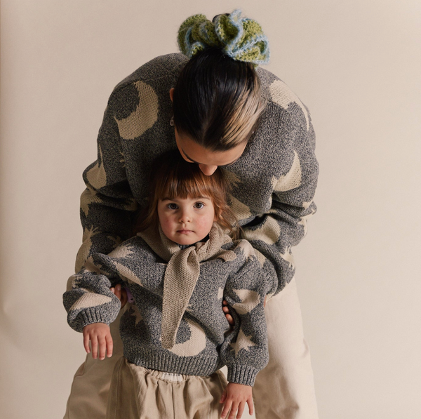 Mama Cozmo Midnight Moon Star Print Knitted Sweater