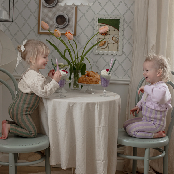 Silly Silas Footless Cotton Tights with Braces (Matcha + Peanut Striped)
