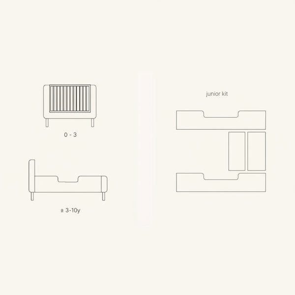 Yume Wooden Junior Extendable Bed Kit (Natural Ash)