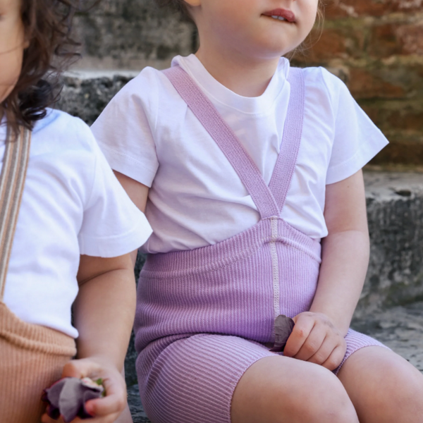 Silly Silas Unisex Shorty Rib Tights with Braces (Lavender)