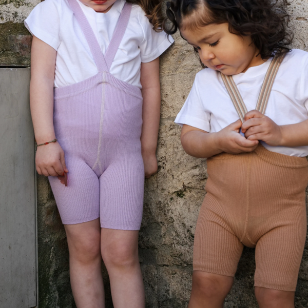 Silly Silas Unisex Shorty Rib Tights with Braces (Lavender)