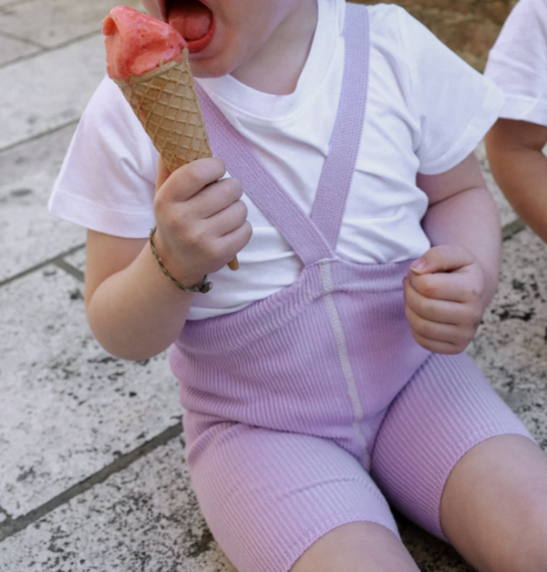 Silly Silas Unisex Shorty Rib Tights with Braces (Lavender)