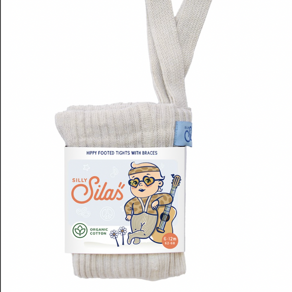 Silly Silas Hippy Wide Rib Unisex Tights with Braces (Cream Blend)