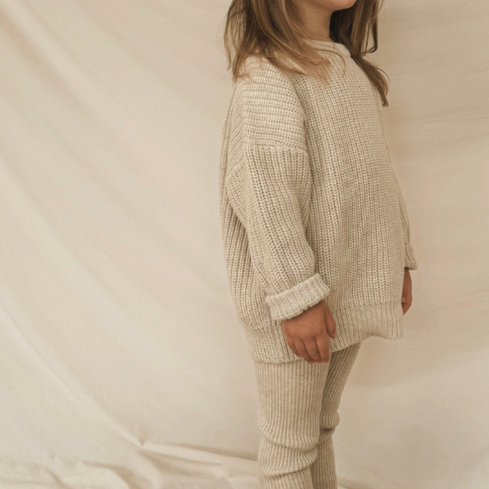 Noa Cotton Ribbed Knit Leggings (Wheat)