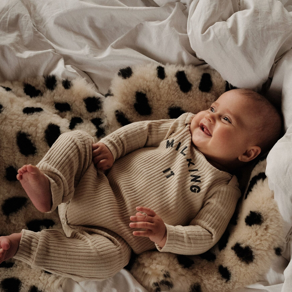 Milking It Rib Romper Onesie (Oatmeal)