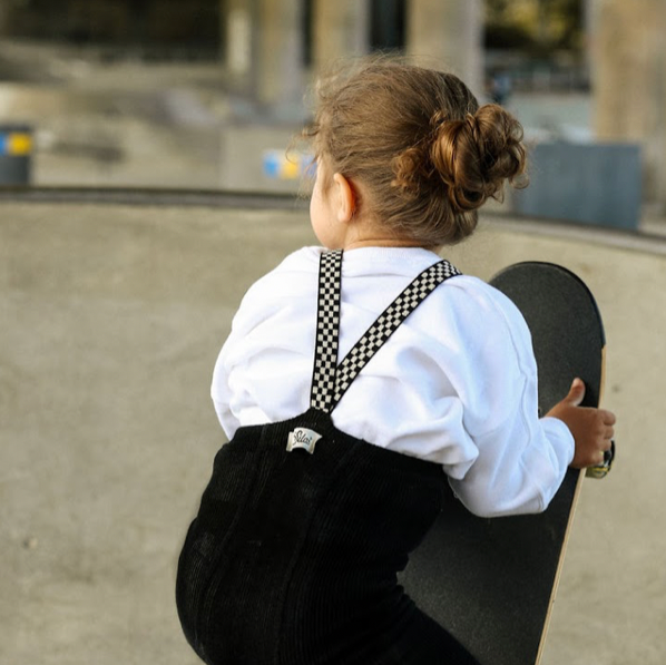 Silly Silas Stockholm Footless Tights with Checkerboard Braces (Black Check)