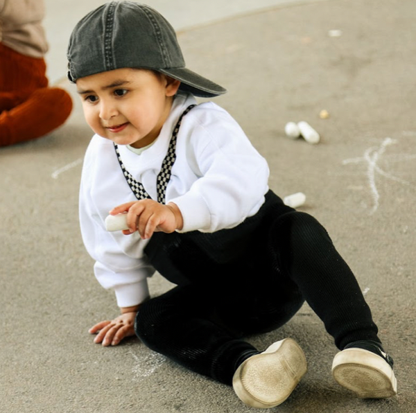 Silly Silas Stockholm Footless Tights with Checkerboard Braces (Black Check)