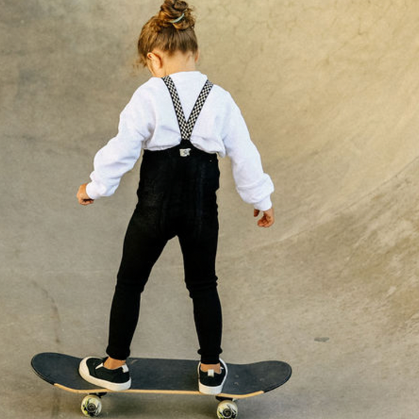 Silly Silas Stockholm Footless Tights with Checkerboard Braces (Black Check)