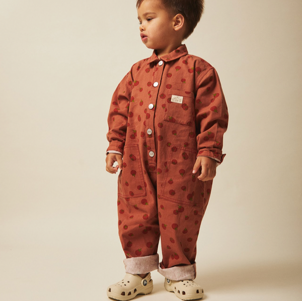 Claret Printed Tomato Overalls