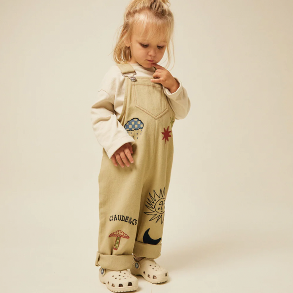 Piper Embroidered Dungarees (Olive)