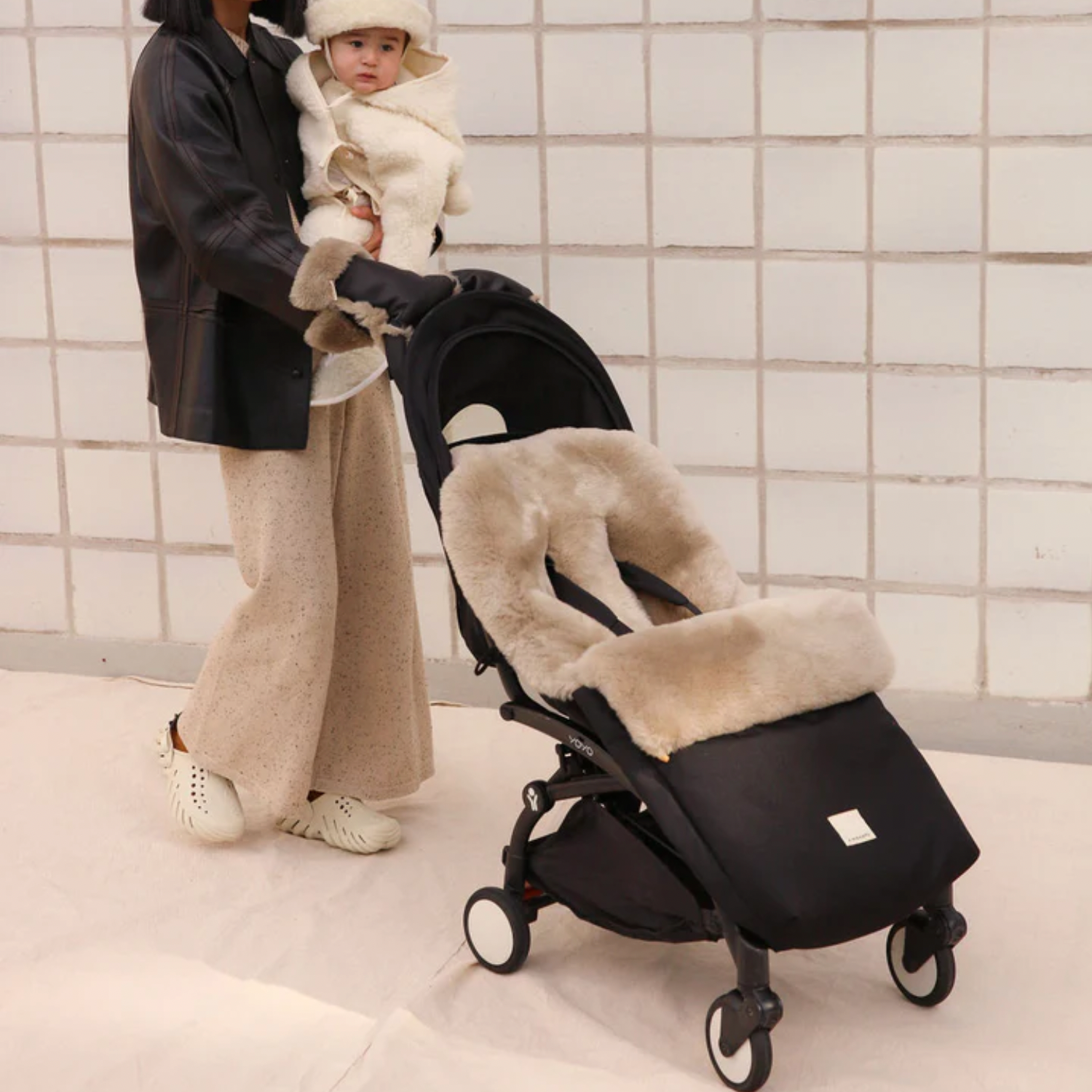 bugaboo sheepskin pram liner Binibamba Toast Puff Muff Sheepskin Pram Footmuff 1 Size
