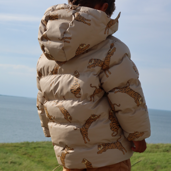 Nuka Tiger Print Hooded Quilted Puffer Jacket