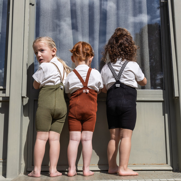 Silly Silas Unisex Shorty Rib Tights with Braces (Cinnamon)