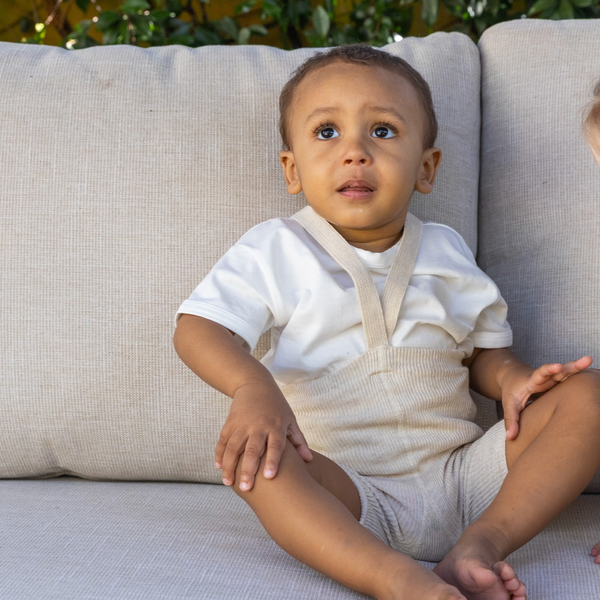 Silly Silas Unisex Shorty Rib Tights with Braces (Cream)