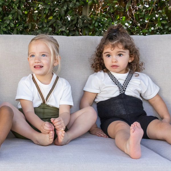 Silly Silas Unisex Shorty Rib Tights with Braces (Olive Stripe)