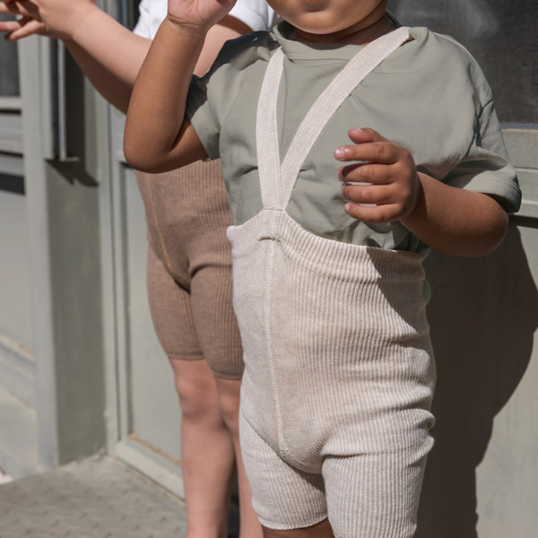 Silly Silas Unisex Shorty Rib Tights with Braces (Cream)