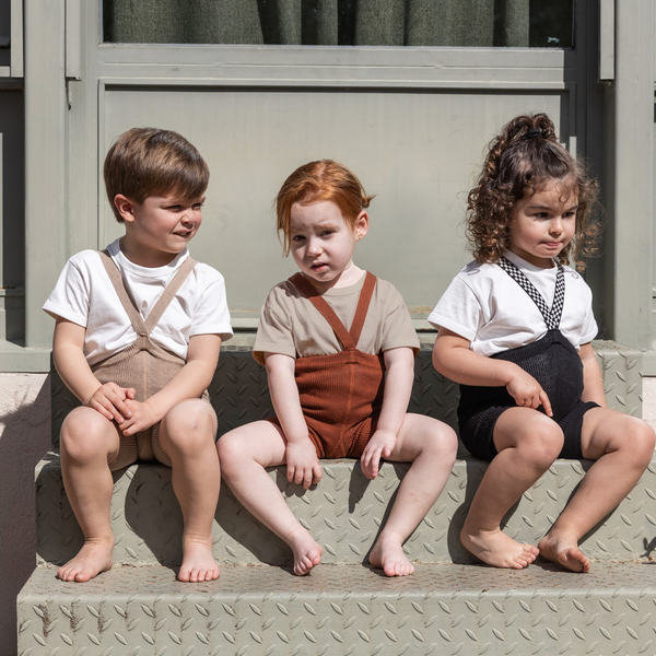 Silly Silas Unisex Shorty Rib Tights with Braces (Cinnamon)