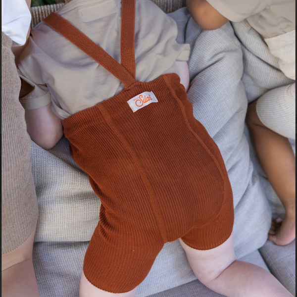 Silly Silas Unisex Shorty Rib Tights with Braces (Cinnamon)