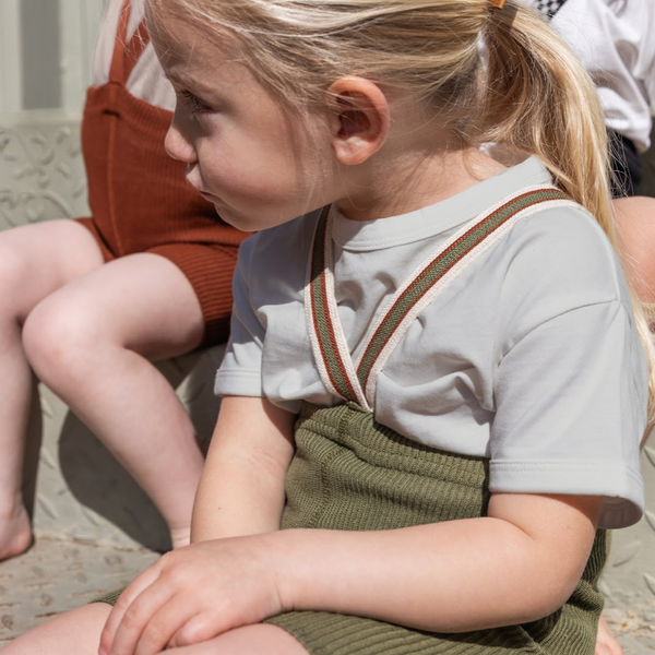 Silly Silas Unisex Shorty Rib Tights with Braces (Olive Stripe)