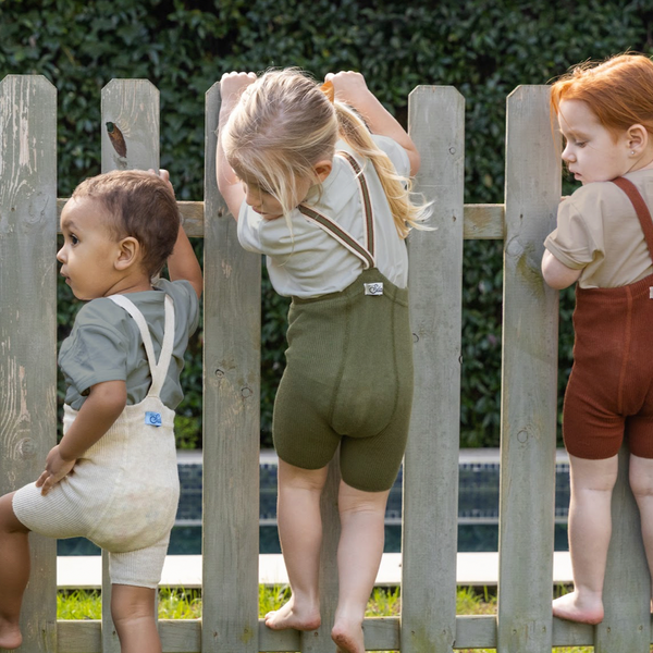 Silly Silas Unisex Shorty Rib Tights with Braces (Cream)