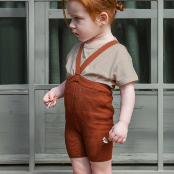 Silly Silas Unisex Shorty Rib Tights with Braces (Cinnamon)