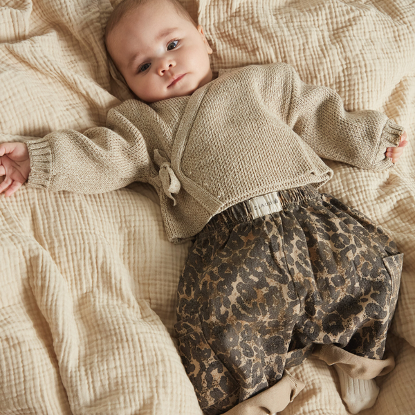 Hampton Oat Wrap Knit Cardigan + Hat Set
