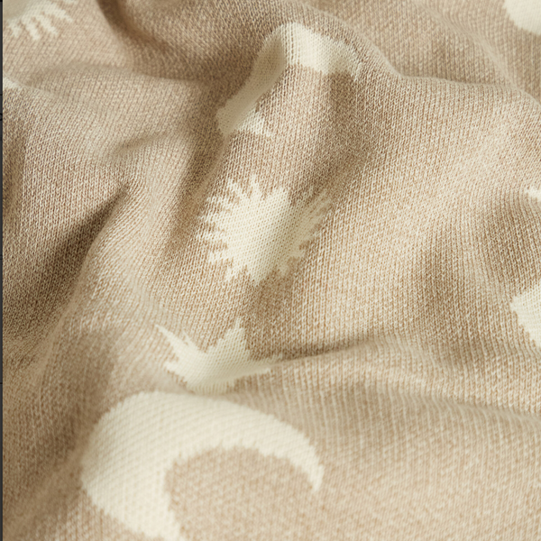 Cozmo Moon + Star Neutral Organic Knit Blanket