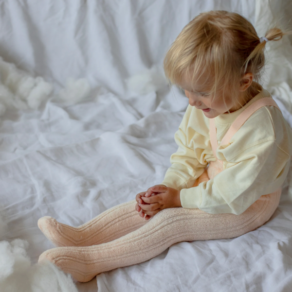 Silly Silas Soft Terry Rib Tights with Braces (Silky Peach)