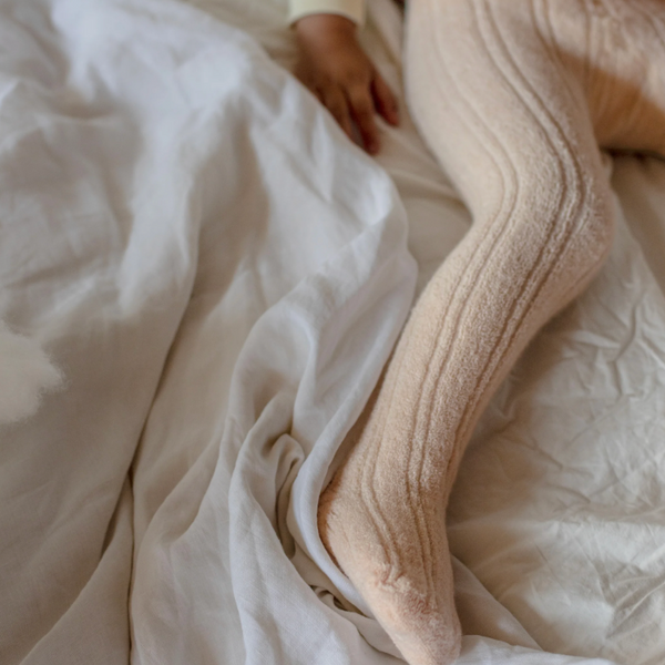 Silly Silas Soft Terry Rib Tights with Braces (Silky Peach)