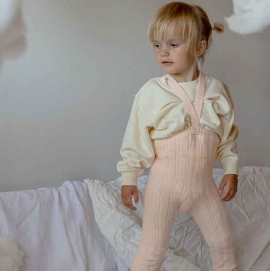 Silly Silas Soft Terry Rib Tights with Braces (Silky Peach)