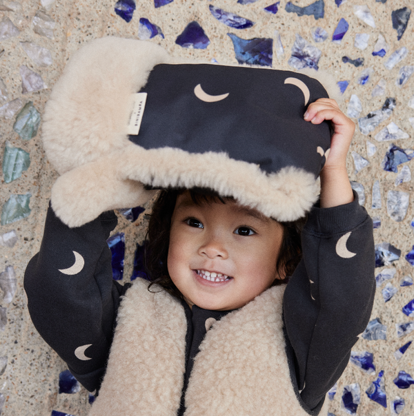 ORGANIC ZOO X BINI Midnight Moon Coated Sheepskin Buggy Mittens