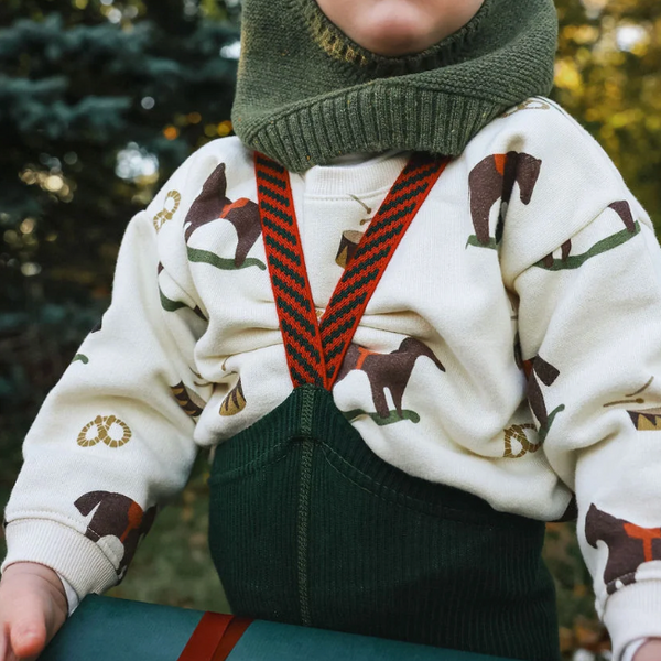 Silly Silas Festive Tights with Braces (Dark Forest Green)
