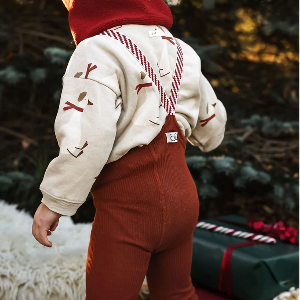 Silly Silas Festive Tights with Braces (Cinnamon)
