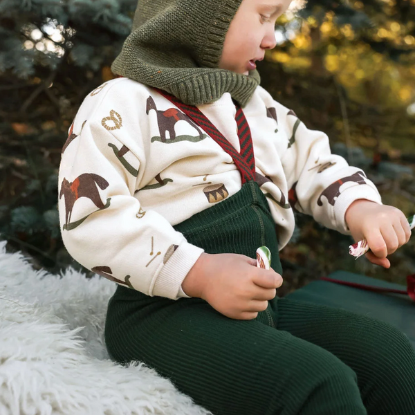 Silly Silas Festive Tights with Braces (Dark Forest Green)
