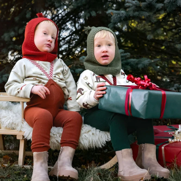 Silly Silas Festive Tights with Braces (Dark Forest Green)