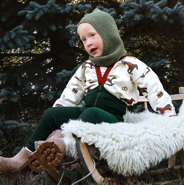 Silly Silas Festive Tights with Braces (Dark Forest Green)