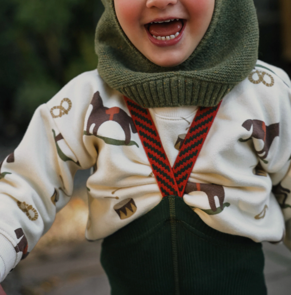 Silly Silas Festive Tights with Braces (Dark Forest Green)