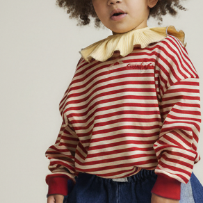 Jamie Crimson Stripe Cotton Long Sleeve Tee