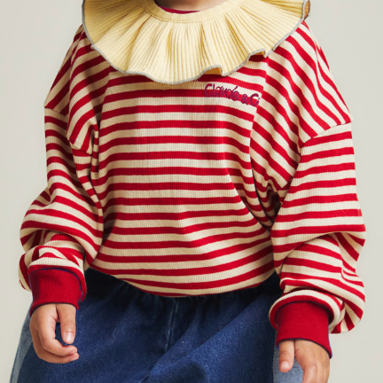 Jamie Crimson Stripe Cotton Long Sleeve Tee