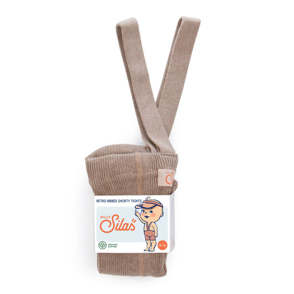 Silly Silas Unisex Shorty Rib Tights with Braces (Peanut Blend)