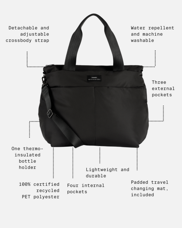 Sigrid Eco Changing Bag With Changing Mat (Black)