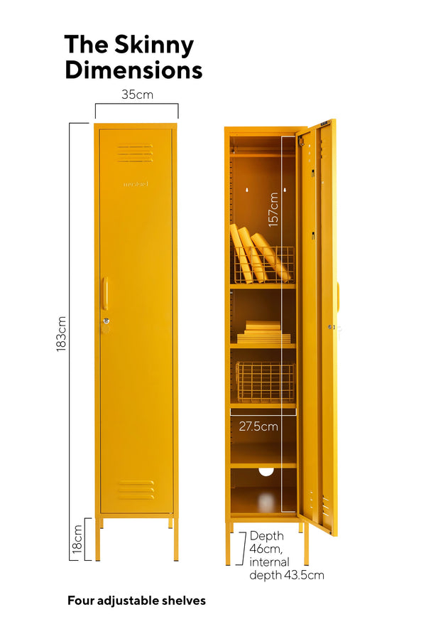 The Skinny Single Door Locker Cabinet (Mustard)
